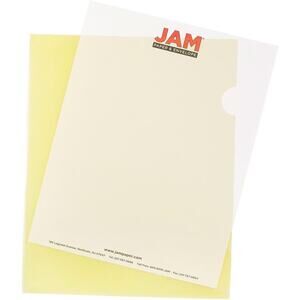 JAM PAPER Plastic Sleeves, Letter Size (9" x 11.5") Yellow Project Pockets 12-Pk